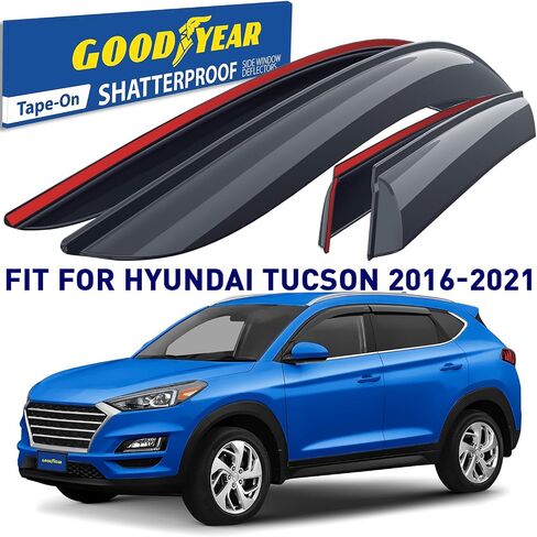 عاكسات النوافذ المقاومة للكسر من Goodyear لسيارة Nissan Rogue 2014-2020، واقيات المطر الشريطية، واقيات النوافذ، واقي عاكس التهوية، ملحقات السيارة، 6 قطع. -GY008647 in Kuwait