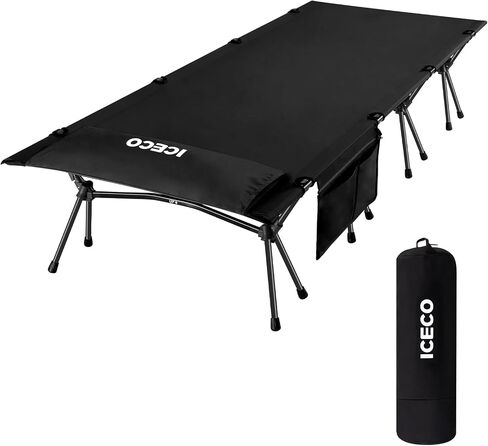 ICECO Extra Large Camping Cot for Adults, Portable Bed Sleeping Cot, Ultra-Stable Folding Bed Supports 400 Lbs, Ideal for Tent, Outdoor, Hiking, Travel, RV, Beach in Saudi Arabia