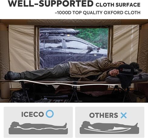 ICECO Extra Large Camping Cot for Adults, Portable Bed Sleeping Cot, Ultra-Stable Folding Bed Supports 400 Lbs, Ideal for Tent, Outdoor, Hiking, Travel, RV, Beach in Kuwait