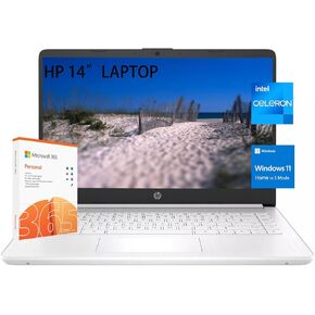 HP Stream 14" HD Laptop, Intel Celeron N4120, 16GB RAM, 128GB eMMC, Microsoft 365 with 1TB Cloud Storage,Windows 11 S, USB-C 3.0, HDMI, WIFI5, with 5ave Accessories,Silver