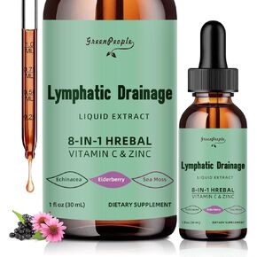 Lymphatic Drainage Supplements Drops - 10-in-1 Vegan Lymphatic Support Supplement - Lymphatic Cleanse with 1000mg Echinacea & Elderberry - Immune Support - Vegan, Non-GMO (1 fl oz, 2 Pack)