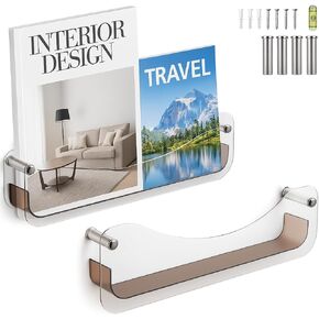 Gomos Acrylic Magazine Holder – Magazine Rack Wall Mounted, Wall Magazine Holder, Acrylic Book Shelves, Brochure Holder Wall Mount, Magazine Display for Books and Journals