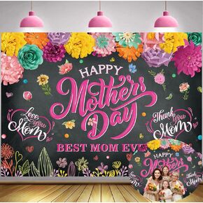 Banner Banner Banner Happy Mother 7x5ft ورقة زهور ملونة أفضل أمي من أي وقت مضى للتصوير الفوتوغرافي أم ديكورات حفلات الحفلات اللوازم in Kuwait