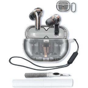 Case for Capsule3 Pro Plus Wireless Earbuds,Soft Protective,Shockproof,BOVUGAC High Transparency TPU Case Cover for Capsule3 Pro+/pro with Keychain&Cleaning Kit&Lanyard-Clear