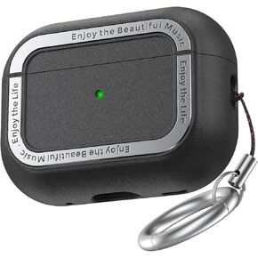 TPU Airpods Pro 2 Case Protective Cover Skin with Hand Strap and Carabiner for Airpods Pro 2 [Front LED Visible][Support Wireless Charging] for Apple Airpods Pro 2nd Generation (Pine Green)
