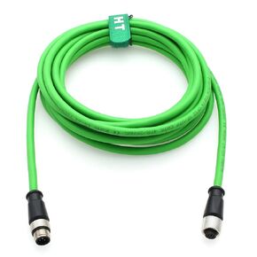 M12 Ethernet Cable for Industrial Control Automation IO Link Fieldbus NMEA2000 Sensor Network CAN Bus, A-Code 5 Pin Male to 5 Pin Female, CAT6, Shielded, Waterproof, Green, 5M