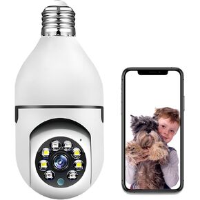 3MP Light Bulb Security Camera, 2.4GHz Wireless WiFi 360° Degree Panoramic Smart Cam with Motion Detection Night Vision 2-Way Talk Easy to Install for Home Outdoor Indoor