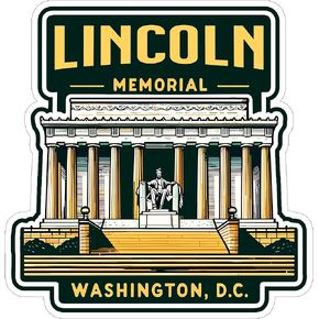 Lincoln Memorial Washington DC Sticker 4 Inch - Waterproof Vinyl Decal for Laptop Water Bottle Car Tumbler - Durable Aesthetic Long-Lasting Stickers for Adults ID44990