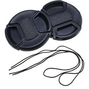 2pcs 58 ملم غطاء واقي من العدسة الكاميرا السوداء وغطاء مرشح الحزام المضاد للاحتفاظ Cover Calt Plastic Center Cape Cap