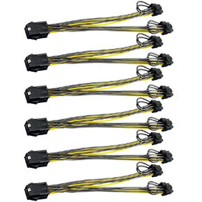PCI-E 6 Pin Female to Dual 8(6+2) Pin Male PCIe Adapter Power Cable PCI Express Y - Splitter 12.5 Inches/32cm