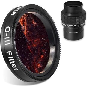 Astromania 2" Ultra-Wide 80 Degree Eyepiece - Bundle with - 1.25" O-III Filter