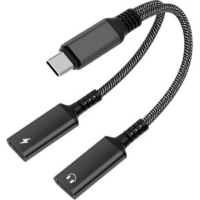 Orisell USB C Splitter, 2-in-1 USB C Headphone Adapter Audio Dongle Cable with PD 60W Charging Port Compatible with Pixel 2 3 4,Galaxy S23 S22 S21 S20, iPhone 16/15 More (1 Pack)