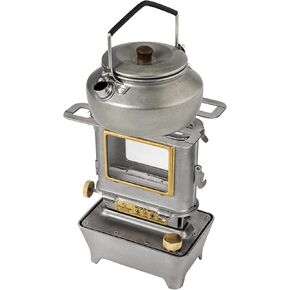 Camping Oil Lantern & 0.6 Liter Lightweight Stainless Steel Camping Kettle, Retro Silver