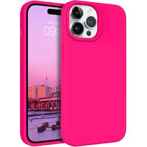BENTOBEN iPhone 14 Pro Case, Slim Fit Liquid Silicone Shockproof Soft Rubber Bumper Anti-Scratch Cover with Microfiber Lining, Hot Pink