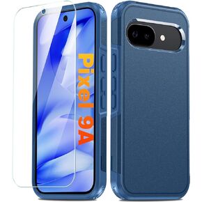 for Google Pixel 9A Case, with 1×Tempered Glass Screen Protector, [Military-Grade Drop Protection] Heavy Duty Shockproof Protective Phone Case for Pixel 9A, Black