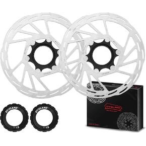 2 Pcs Bike Centerlock Disc Brake Rotor Center Lock Rotors, 160mm 180mm, MTB, Bicycle Brakes Rotors with 2 Lock Rings Stainless Steel for E-bike BMX MTB Mountain Bike Road Bike (180mm)