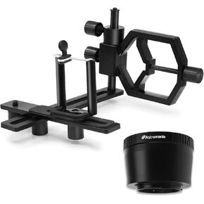Astromania T2 N1 T Mount Lens Adapter for Nikon 1a - Bundle with - Universal Deluxe Metal Spotting Scopes Mounts