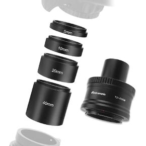 Astromania Canon EOS-M T2 Mount Lens Adapter and M42 to 1.25" Telescope Adapter (T-Mount) for Canon EOS-M - Bundle with - Astronomical T2-Extension Tube Kit