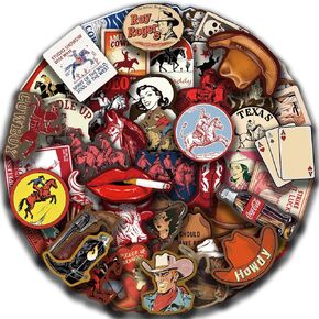 50Pcs Graffiti Cowboy Stickers, Waterproof Vinyl Stickers for Laptop, Kindle, Suitcase, Water Bottle, Notebooks, Scrapbooking, Journal, Vintage Decals for Teens and Adults