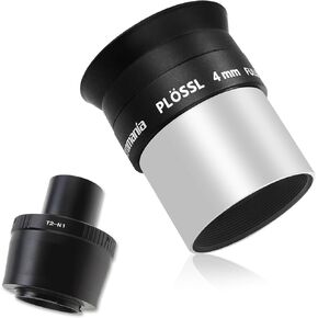 Astromania T2 N1 T Mount Lens Adapter and M42 to 1.25" Telescope Adapter (T-Mount) for Nikon 1 - Bundle with - 1.25" 4mm Plossl Telescope Eyepiece