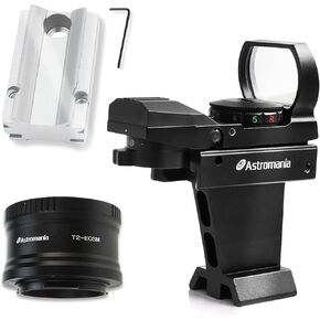 Astromania Canon EOS-M T2 Mount Lens Adapter for Canon EOS-Ms - Bundle with - Silver Plate & Finder Deluxe Telescope