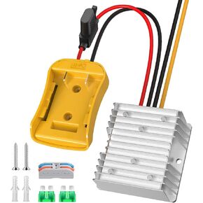 20 فولت إلى 12 فولت انخفاض العاكس الطاقة العاكس ، يعمل مع بطارية DeWalt 20 فولت ، DC 20V إلى DC 12V 20A 240W عجلة الطاقة ، باك تعزيز الجهد الجهد مع حماية منخفضة الجهد والفوز