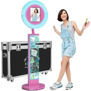 Upgrade Photo Booth for Any iPad,DIY Photo Booth Stand with Flight Case,Hand-Painted Selfie Photo Booth with Chacktok Software,Ideal for Wedding,Parties and Birthday Party