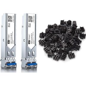 2 Pack 1000Base-LX Transceiver with 50 Pack SFP Dust Cover, Single Mode SFP LC Module for Cisco GLC-LH-SMD and More, SMF, 1310nm, 20km, DDM