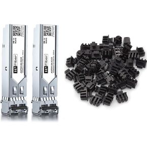 2 Pack 1000Base-SX Transceiver with 50 Pack SFP Dust Cover, 1.25G Multimode SFP LC Module for Cisco GLC-SX-MMD, Meraki, Ubiquit and More (MMF 850nm,550m,DDM)