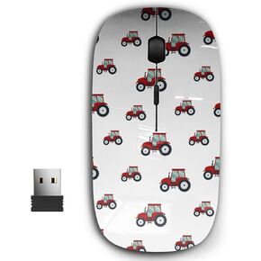 2.4G Ergonomic Portable USB Wireless Mouse for PC, Laptop, Computer, Notebook with Nano Receiver (Red Tractor On)