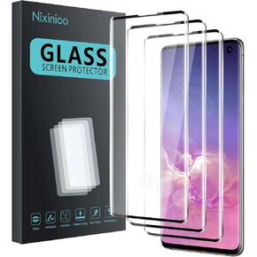 3 Pack Tempered Glass Screen Protector for Samsung Galaxy S10, Anti-Fingerprint, 9H Hardness, Scratch Resistant, 3D Curved Tempered Glass Film, HD Clear