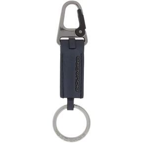 PIQUADRO Modus Leather Keyring with Carabiner and Ring, Black, Taglia unica, European