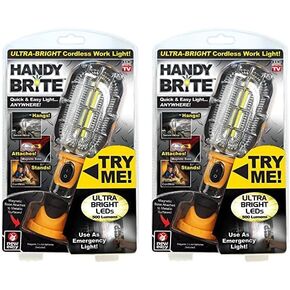 ontel Handy Brite Ultra Bright LED Light Light ، 500 Lumens ، قاعدة مغناطيسية ، مصباح LED يعمل بالبطارية ، (3) بطاريات AA مضمونة ، مصباح LED محمول مضغوط وخفيف الوزن (حزمة 2)