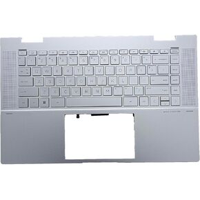 Laptop US Backlit Keyboard Palmrest Assembly Compatible with H P Envy x360 15-EW 15T-EY Series N09669-001 Natural Silver
