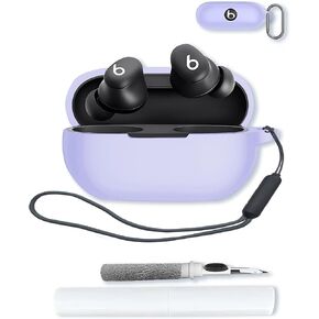Silicone Case Compatible with Beats Solo Buds(2024) with Keychain,Cleaning Kit and Lanyard, Soft Protective Shockproof Cover Wireless Earbuds for Beats Solo Buds Wireless Earbuds-Purple