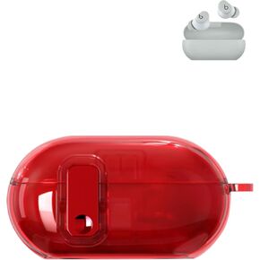 Compatible with Beats Solo Buds-Ear Headphones，True Wireless Noise Cancelling Earbuds,Clear Soft TPU Full Body Shockproof Protective Cover with Lanyard,Transparent Red