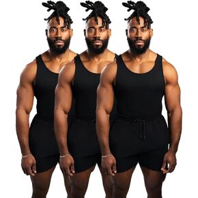 Beaters, Men's Tank Tops, Cotton Spandex Blend Tanks Tops for Men, Comfortable, Durable & Stylish Ribbed Fabric, for Gym, Casual Wear, or Layering, 3 Pack, Black, Size 3XL