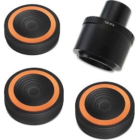 Astromania T T2 Lens to Fuji FX Mount Camera Adapter and M42 to 1.25" Telescope Adapter (T-Mount) - Bundle with - Anti-Vibration Suppression Pads