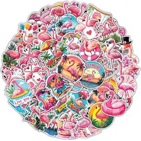 100pcs Flamingo Stickers Waterproof Decals for Water Bottles Laptop Luggage Computer Scrapbooking Teens Adults Girls Kids Funny Party Birthday Decorations