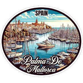 Palma De Mallorca Spain Sticker 4 Inch - Waterproof Vinyl Decal for Laptop Water Bottle Car Tumbler - Durable Aesthetic Long-Lasting Stickers for Adults ID44990