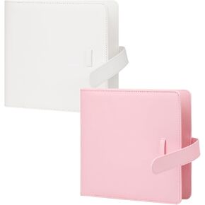 2Packs 360 Pockets Photo Album for Fujifilm Instax Mini Series and Polaroid Instant Cameras(White+Pink)