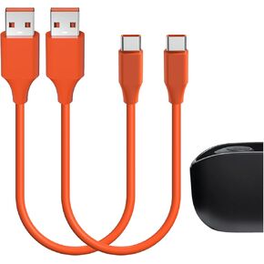 Geekria USB Earbuds Short Charger Cable Compatible with JBL Tune 215TWS/770NC/Buds 2, Quantum 350, Vibe Beam/Beam 2, USB to USB-C Replacement Power Charging Cord (1 ft / 30 cm 2 Pack)