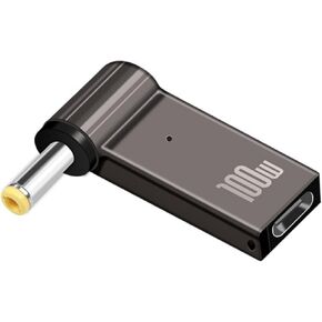 USB C to DC 5.5mm x 2.5mm Converter for Laptop, 20V USB Female Type C Input to DC5525 Male Power Converter up to 100W, Work with PD Charger/PD Power Bank and c to c Cable 90 Degree
