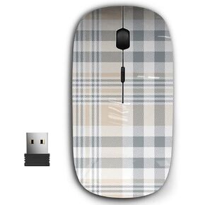 2.4G Ergonomic Portable USB Wireless Mouse for PC, Laptop, Computer, Notebook with Nano Receiver ( Plaid Tan Beige )