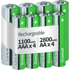 8 Sets AA AAA Rechargeable Batteries,High Capacity 4-Pack AA 2800mAh & 4-Pack AAA 1100mAh,1.2V NiMH Low Self Discharge in Kuwait