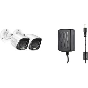 2 x 5MP PoE Cameras + 1 x 12V/2A Security Camera Power Adapter with DC Connector