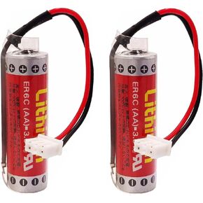(2pcs) ER6C PLC Battery (AA 3.6V 1800mAh) with Plug for FX F2-40BL + Plug