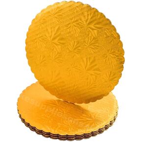 6 inch Gold Round Scalloped Edge Coated Cakeboard,Waxed Greaseproof, Disposable Cake Circle Base Boards Cardboard, Pack of 12
