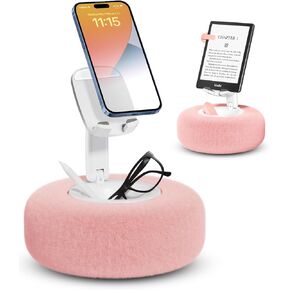 Viozon Phone Holder for Bed, Mini Kindle Pillow Stand, Compatible with 3.5-7" Kindle/Phone with Small Bowl,Idea for Bed Reading and Video Watching.Pink
