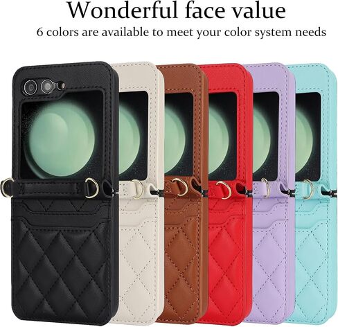 Asuwish Phone Case for Samsung Galaxy Z Flip 5 5G 2023 Wallet Cover with Credit Card Holder Slot Crossbody Strap Slim Rugged Cell Accessories ZFlip5 Z5 G Flip5 5Z Women Men Black in Saudi Arabia